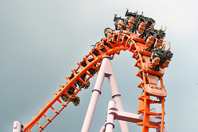 People upside down on roller coaster